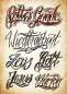 Preview: Tattoo-Vorlagen - 3er Pack Nr. 2 zum Super Sparpreis - Pin-Up, Schriften und La Catrina