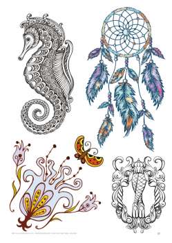 Tattoo-Vorlagen - 3er Pack Nr. 1 zum Super Sparpreis - Feminin, Maori und Watercolor