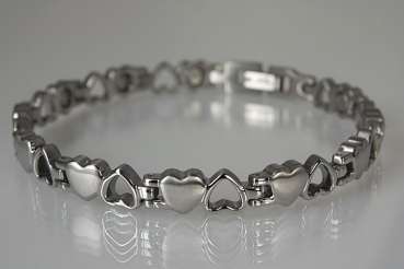 Magnetschmuck Damenarmband "Herzen" im Stil Silber