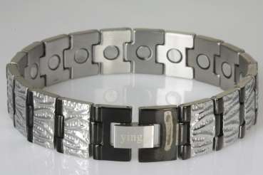 Magnetschmuck Armband "Relief" im Stil "silber-schwarz"