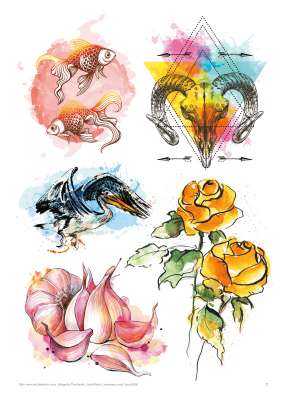 Tattoo-Vorlagen - 3er Pack Nr. 1 zum Super Sparpreis - Feminin, Maori und Watercolor