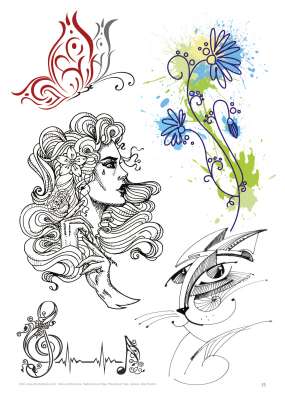 Tattoo-Vorlagen - 3er Pack Nr. 1 zum Super Sparpreis - Feminin, Maori und Watercolor