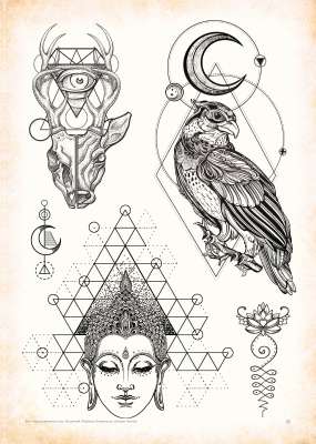 Geometric - Tattoo Vorlagen - Sketchbook Professional Style - Hardcover