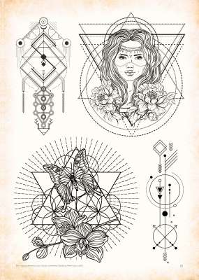 Geometric - Tattoo Vorlagen - Sketchbook Professional Style - Hardcover